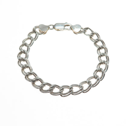 925 Sterling Silver Vintage Italy Double Curb Link Bracelet 7"