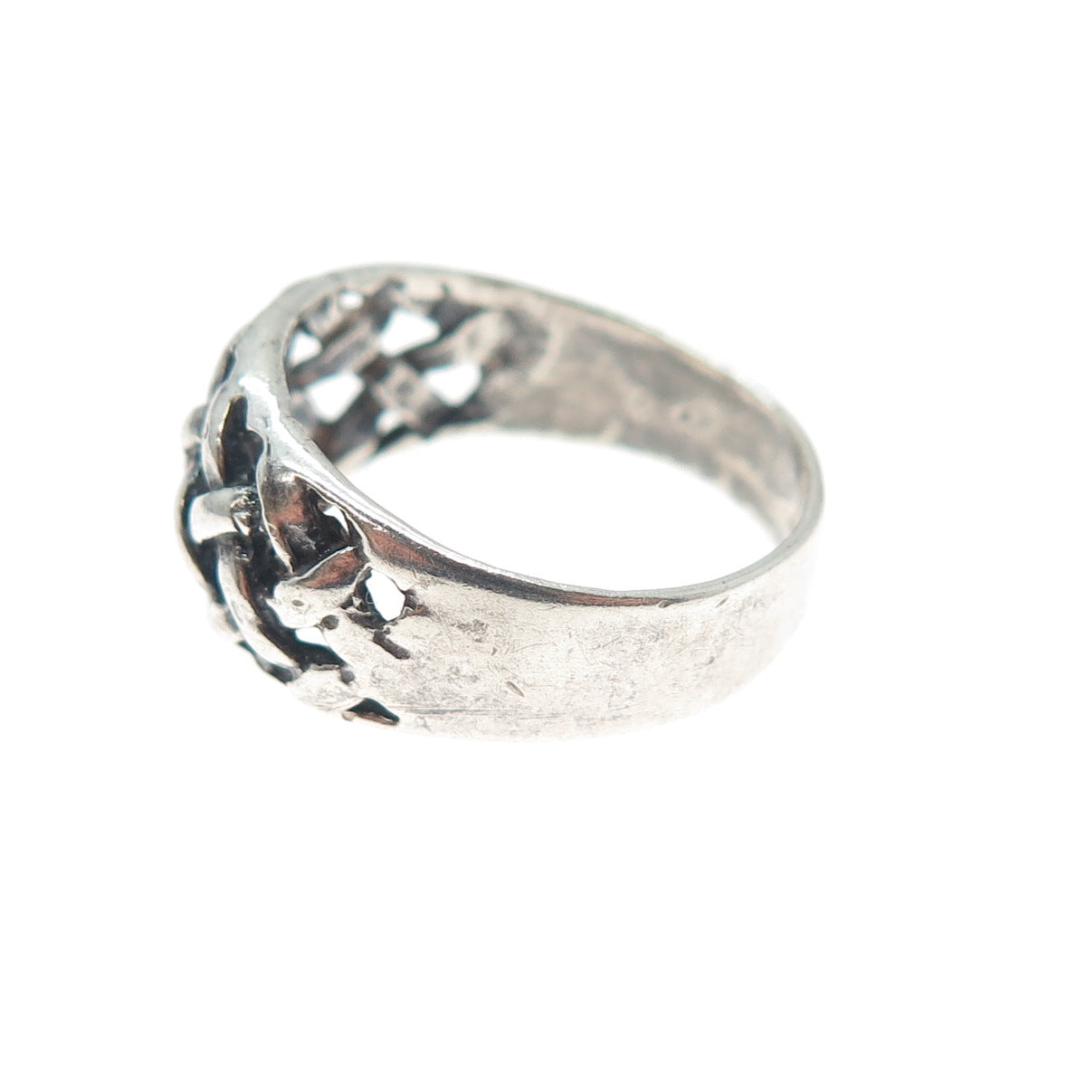 925 Sterling Silver Vintage Woven Oxidized Ring Size 6.75