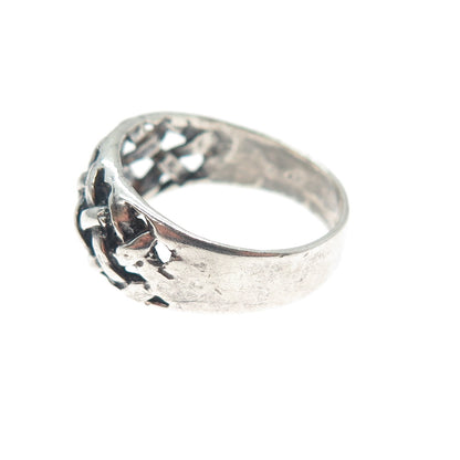 925 Sterling Silver Vintage Woven Oxidized Ring Size 6.75