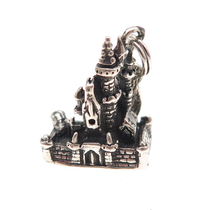 Walt Disney 925 Sterling Silver Vintage Cinderella Castle 3D Charm Pendant