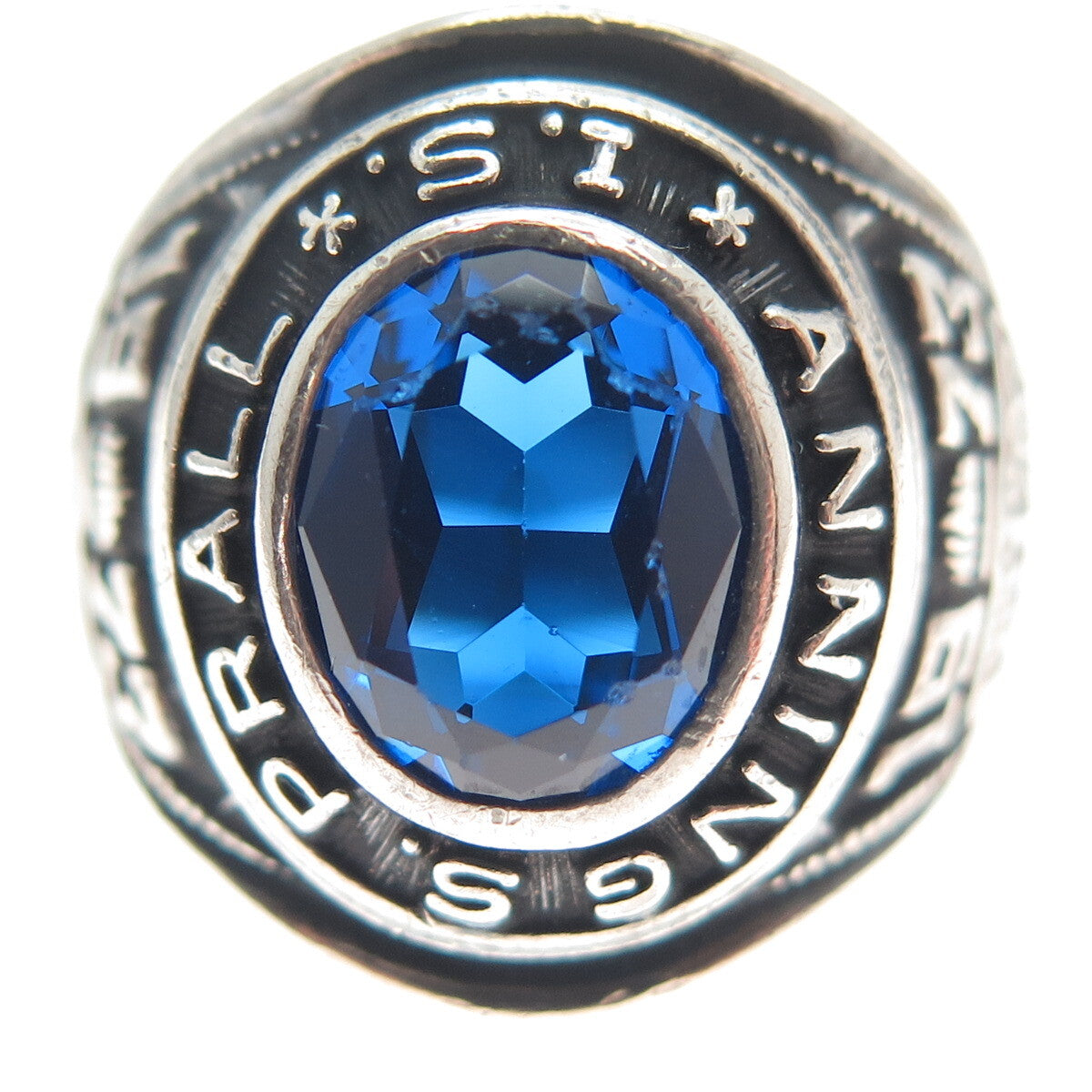 REED & CO. 925 Sterling Vintage 1977 Glass Anning S. Prall School Ring Size 7.5