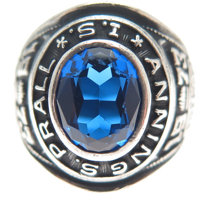REED & CO. 925 Sterling Vintage 1977 Glass Anning S. Prall School Ring Size 7.5