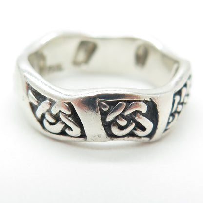 PETER STONE 925 Sterling Silver Vintage Celtic Knot Wavy Oxidized Ring Size 7.5