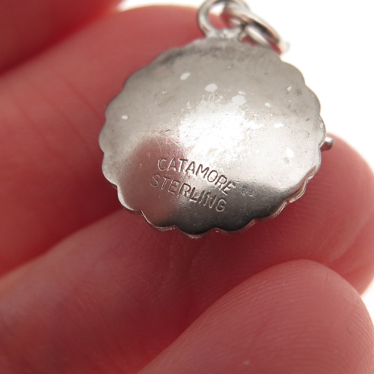 Catamore 925 Sterling Silver Antique Art Deco Holy Spirit Oxidized Charm Pendant