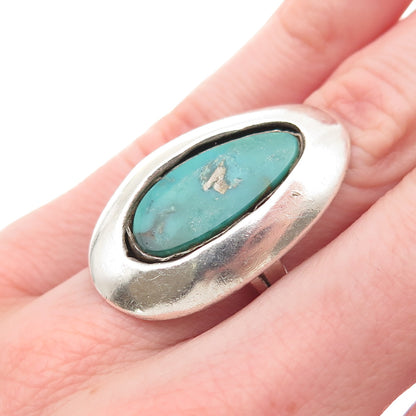 Old Pawn Sterling Silver Vintage Southwestern Kingman Turquoise Ring Size 5.25