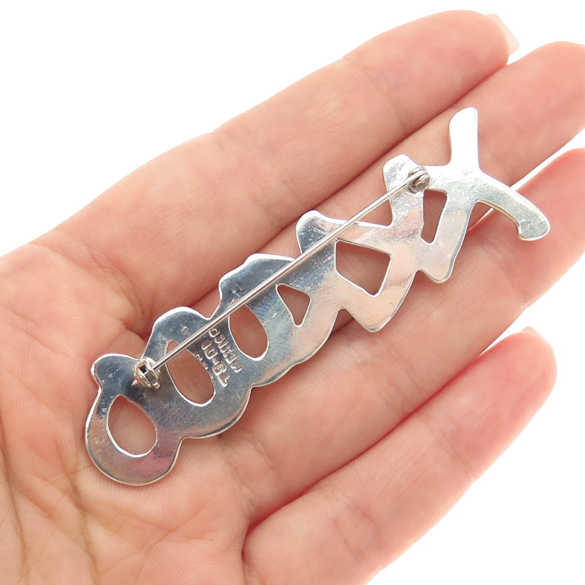 925 Sterling Silver Vintage Mexico XO Hugs & Kisses Pin Brooch