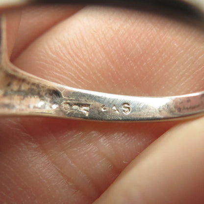 925 Sterling Silver Vintage Modernist Bypass Cocktail Ring Size 6.75