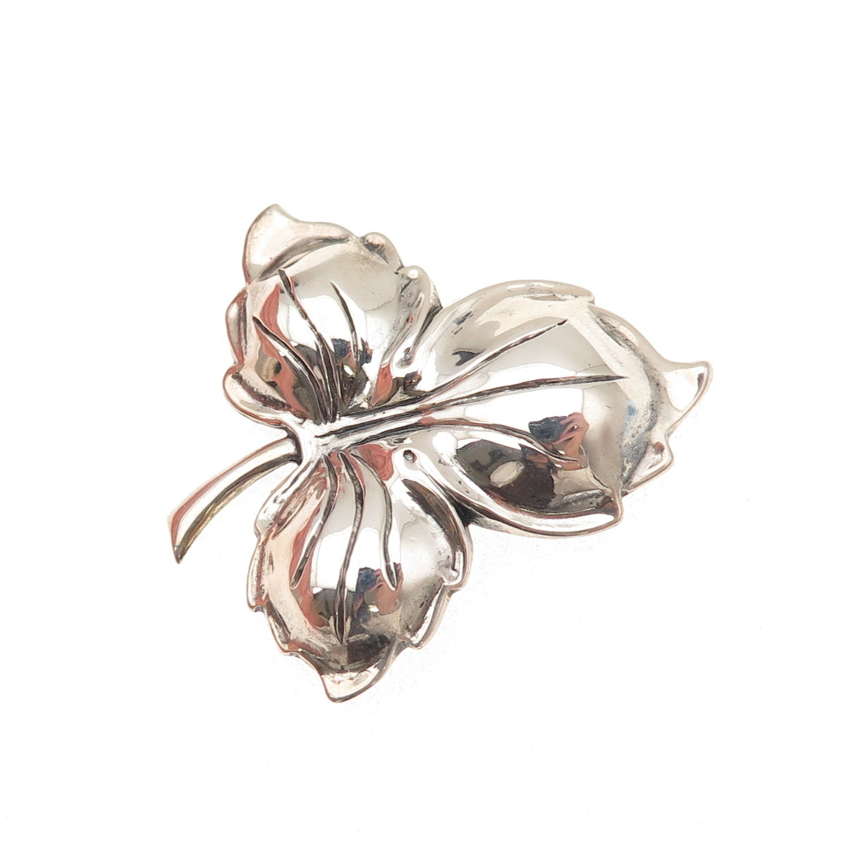 Danecraft 925 Sterling Silver Vintage Floral Leaf Oxidized Pin Brooch