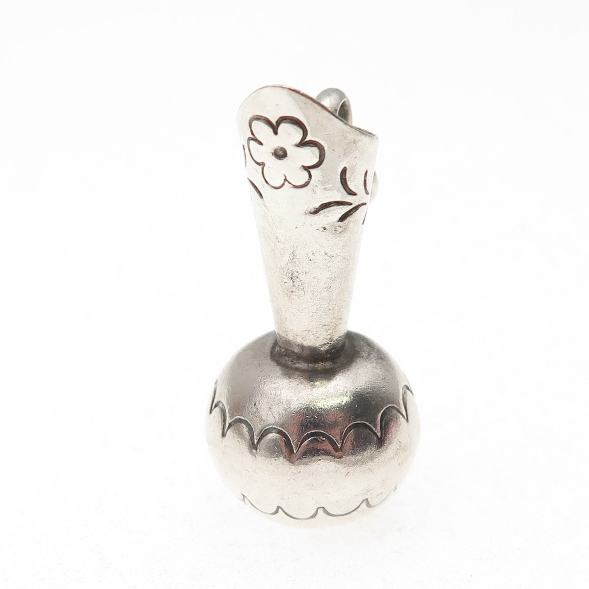 925 Sterling Silver Vintage Mexico Pitcher Oxidized 3D Charm Pendant