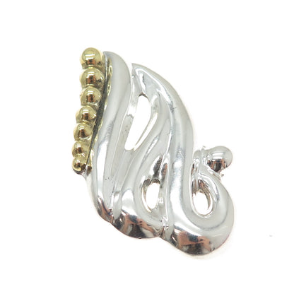 925 Sterling Silver 2-Tone Vintage Mexico Modernist Pin Brooch