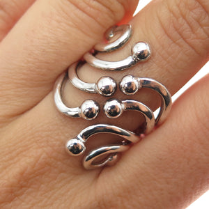 ANNIKA WITT 925 Sterling Silver Vintage Modernist Adjustable Ring Size 8.5