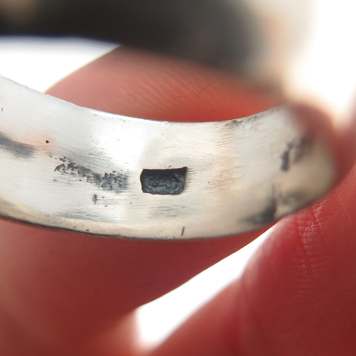 925 Sterling Silver Vintage Real Pear-Cut Moonstone Oxidized Ring Size 8.75
