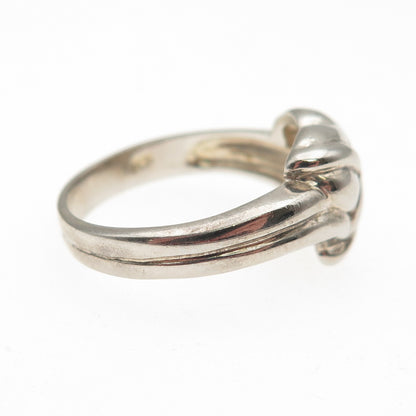 925 Sterling Silver Vintage Modernist Heart Ring Size 7.25