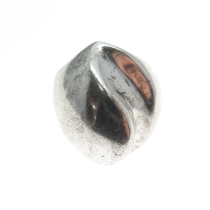 925 Sterling Silver Vintage Mexico Modernist Wavy Dome Oxidized Ring Size 7.5
