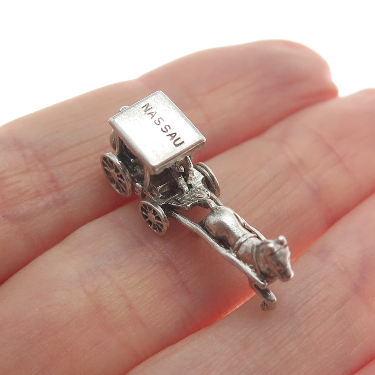 PAYTON PEPPER & SONS Sterling Vintage 1956 Birmingham Horse Carriage 3D Pendant