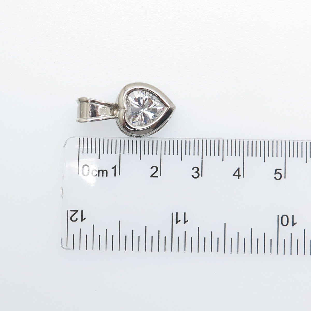 925 Sterling Silver Heart-Cut C Z Minimalist Charm Pendant