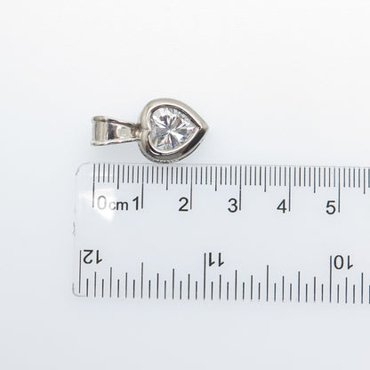 925 Sterling Silver Heart-Cut C Z Minimalist Charm Pendant
