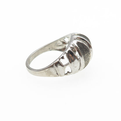 925 Sterling Silver Vintage Modernist Oxidized Dome Ring Size 5.75