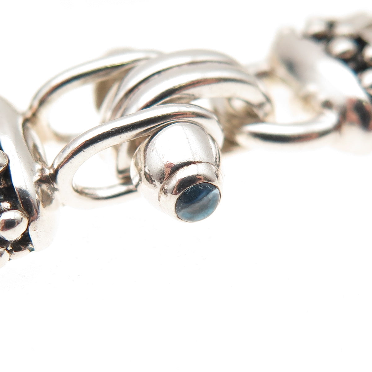 Michael Dawkins Sterling Silver Real Blue Topaz 3-Strand Box Link Bracelet 7"