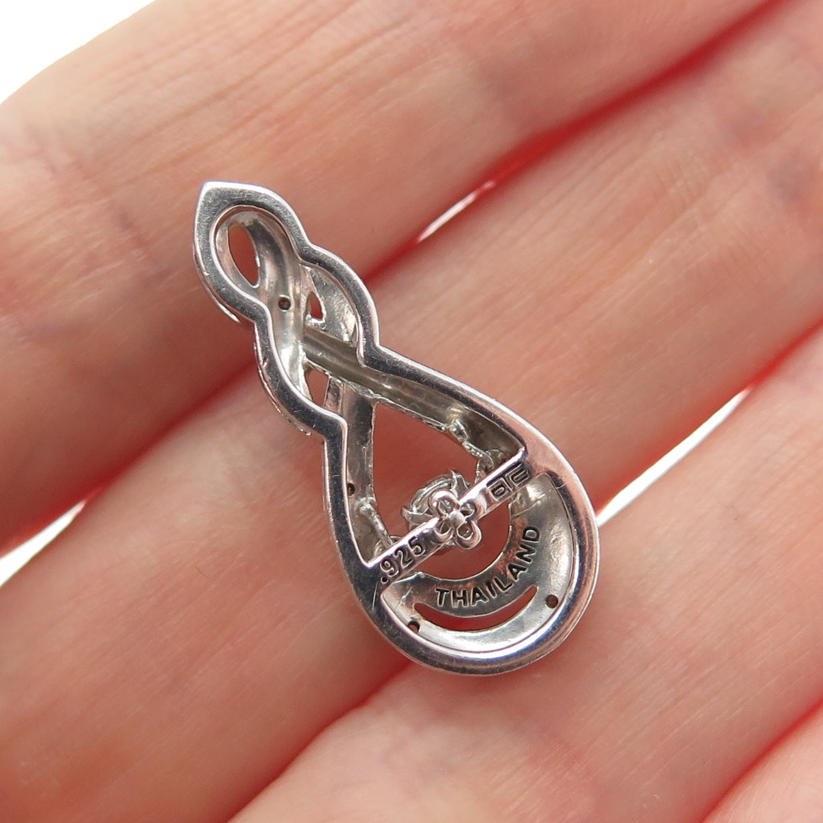 925 Sterling Silver Real Round-Cut Diamond Infinity Minimalist Slide Pendant