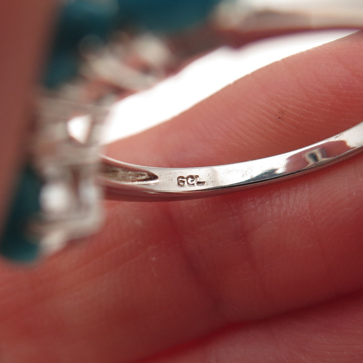 925 Sterling Silver Real Sleeping Beauty Turquoise Cross Ring Size 8