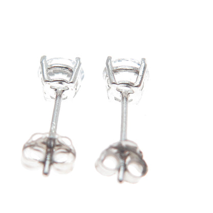 925 Sterling Silver Round-Cut C Z Stud Earrings