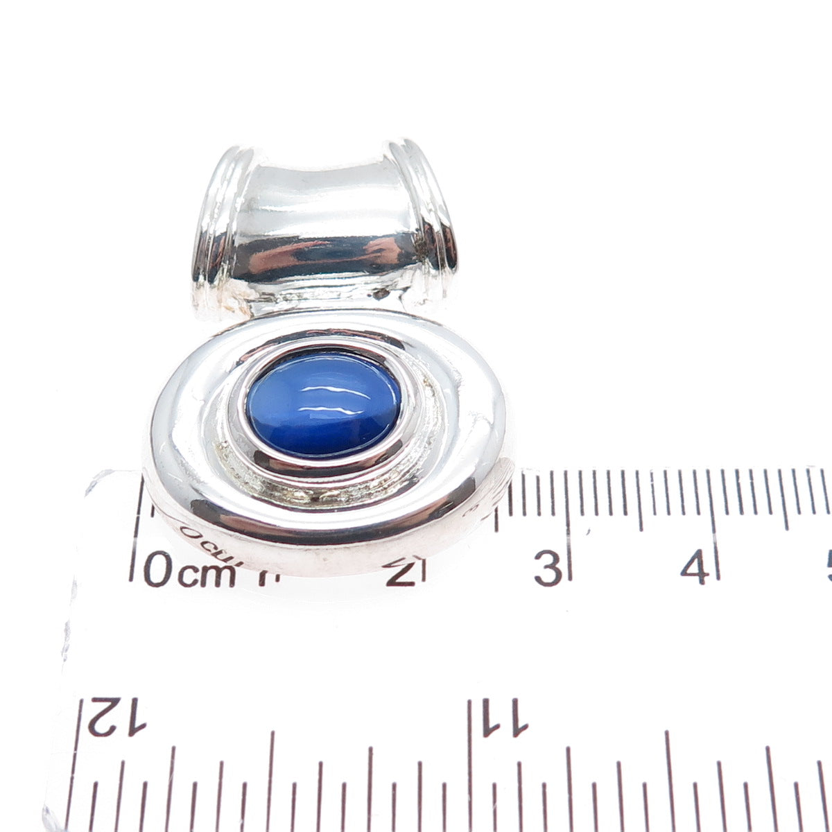 ROSS SIMONS 925 Sterling Silver Vintage Lab-Created Sapphire Slide Charm Pendant
