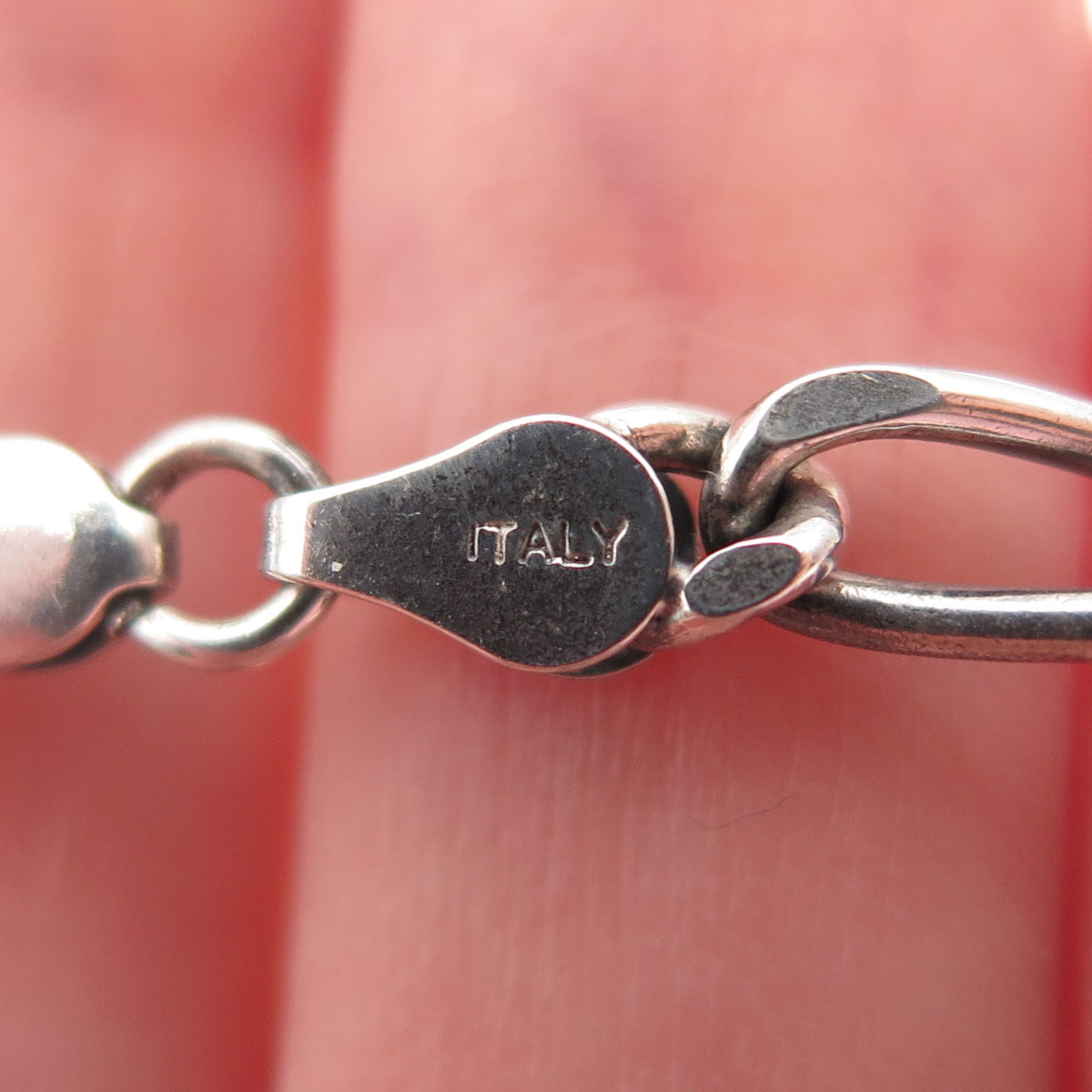 925 Sterling Silver Vintage Italy Figaro Chain Oxidized Necklace 24"