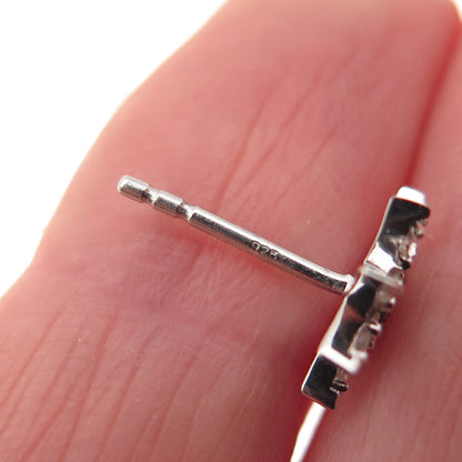 925 Sterling Silver Real Round-Cut Cognac & White Diamond Stud Earrings