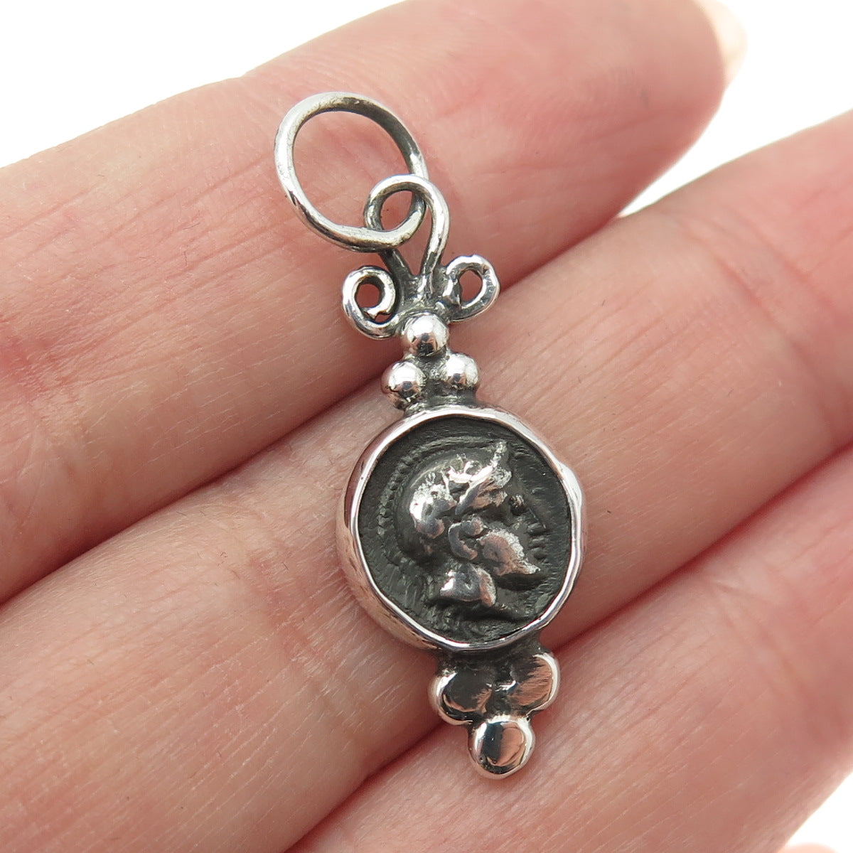 OMER 925 Sterling Silver Vintage Roman Soldier Oxidized Charm Pendant