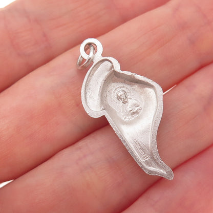 925 Sterling Silver Vintage St. Mary Religious Charm Pendant