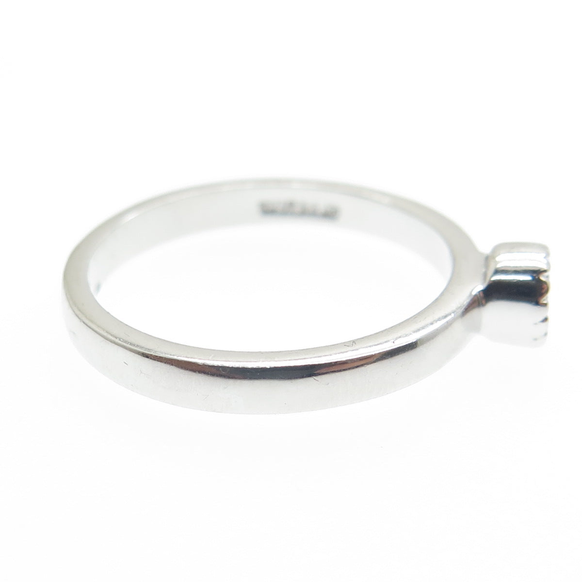 925 Sterling Silver Real Round-Cut Blue Topaz Gem Minimalist Ring Size 7.25