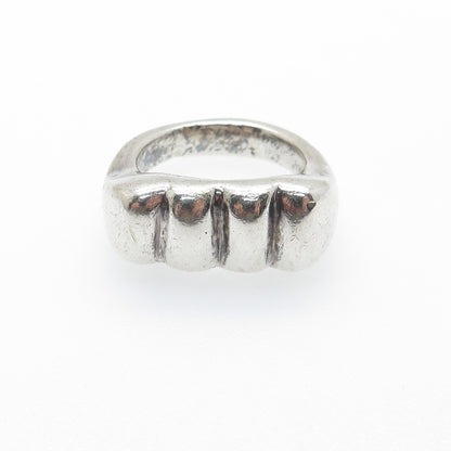 925 Sterling Silver Vintage Modernist Puffy Oxidized Ring Size 7.75