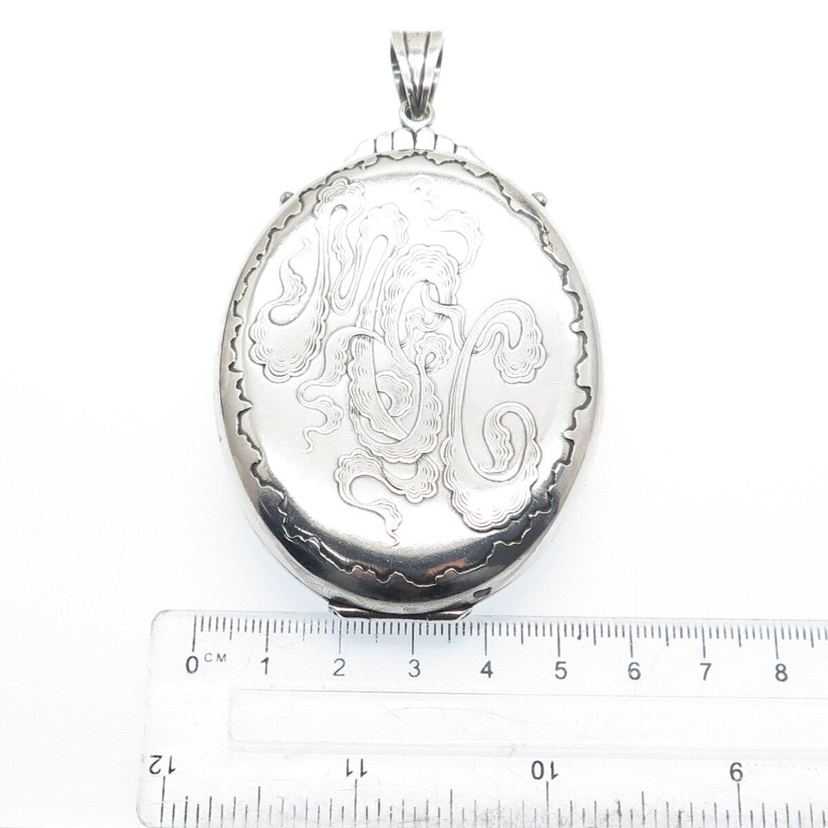 GORHAM 925 Sterling Silver Antique Art Deco Engraved "MGC" Locket Pendant #683