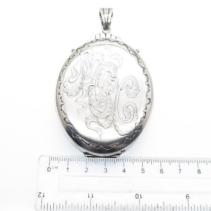 GORHAM 925 Sterling Silver Antique Art Deco Engraved "MGC" Locket Pendant #683