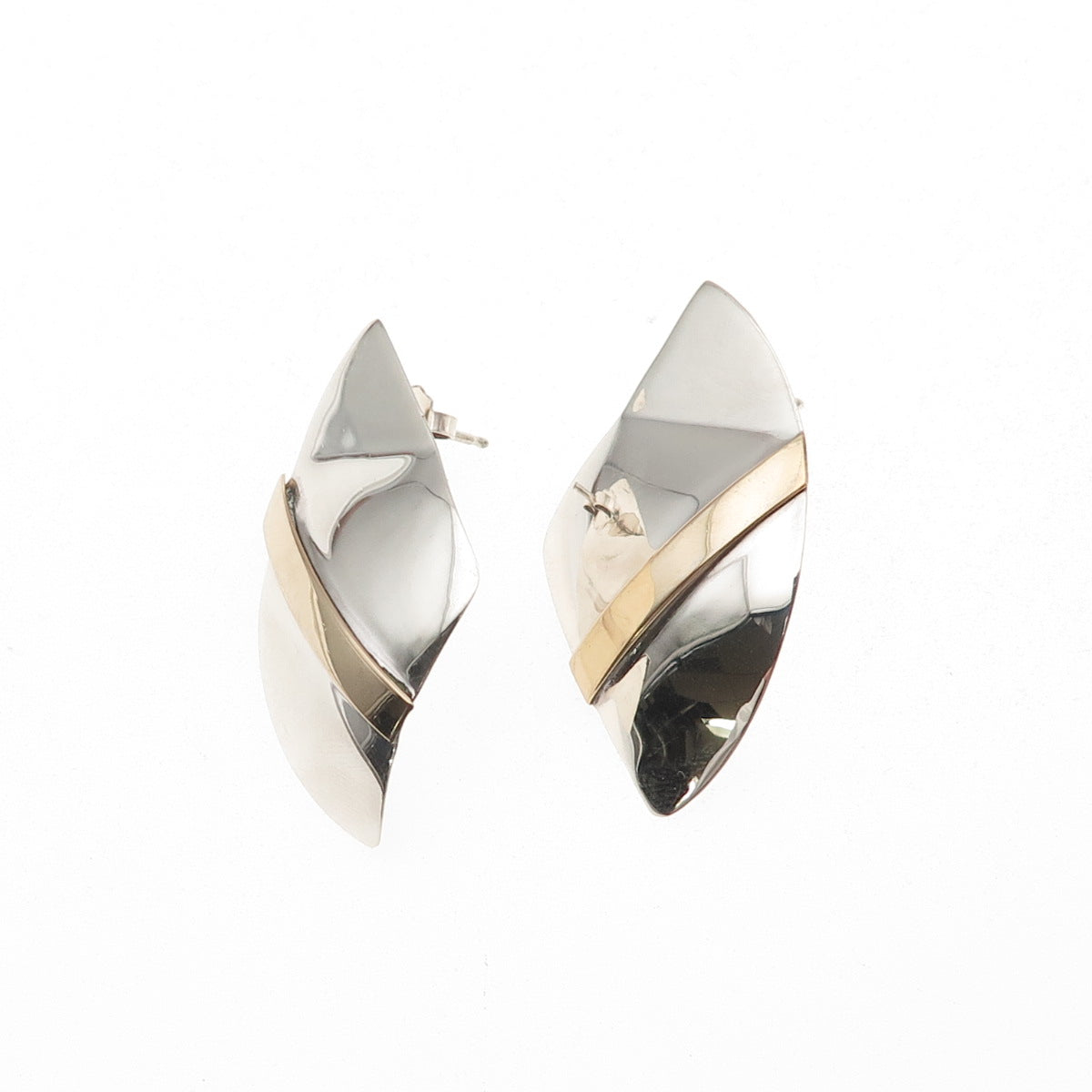 Victoria Creations 925 Sterling Silver 2-Tone Vintage Modernist Earrings