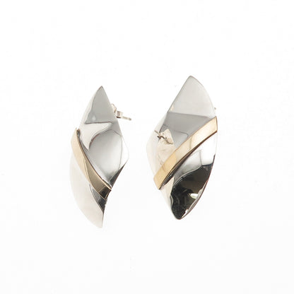 Victoria Creations 925 Sterling Silver 2-Tone Vintage Modernist Earrings