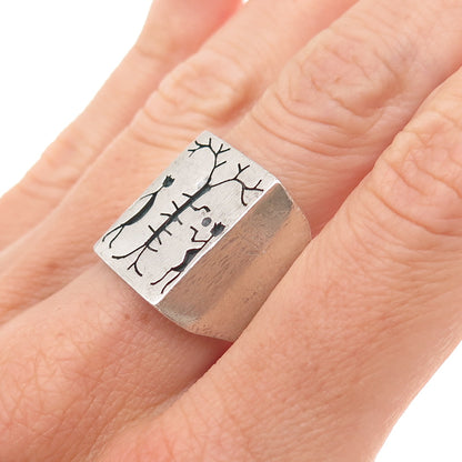 925 Sterling Silver Vintage Mexico Adam & Eve Garden of Eden Ring Size 10