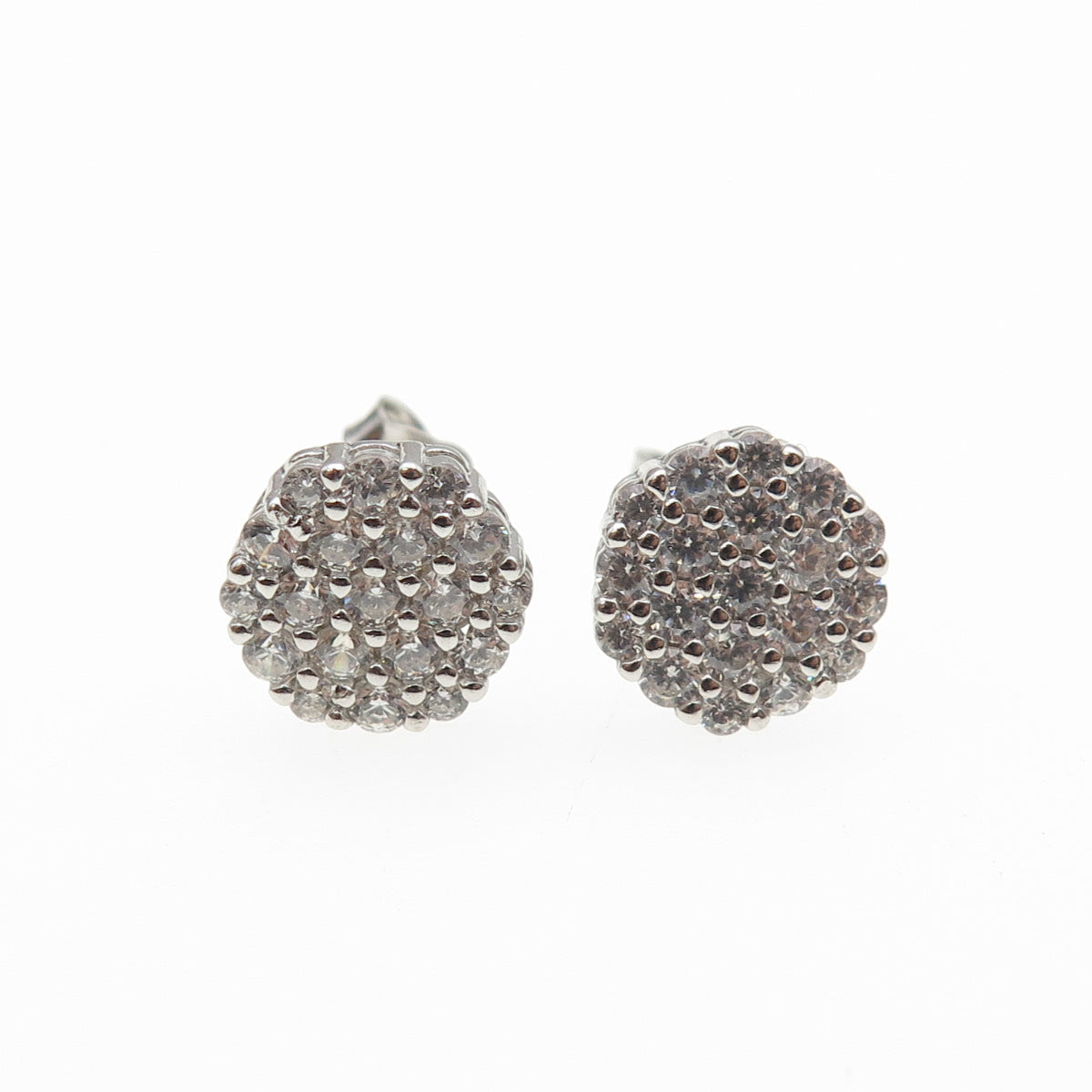 925 Sterling Silver Round-Cut C Z Stud Earrings