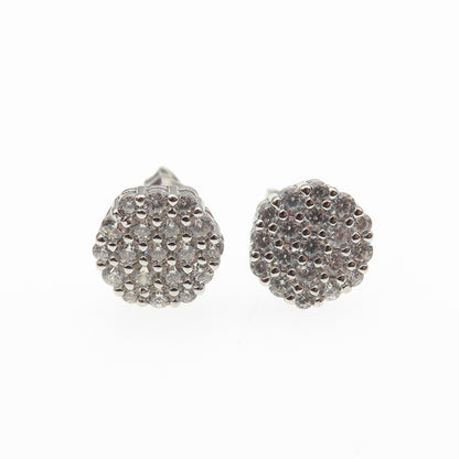 925 Sterling Silver Round-Cut C Z Stud Earrings