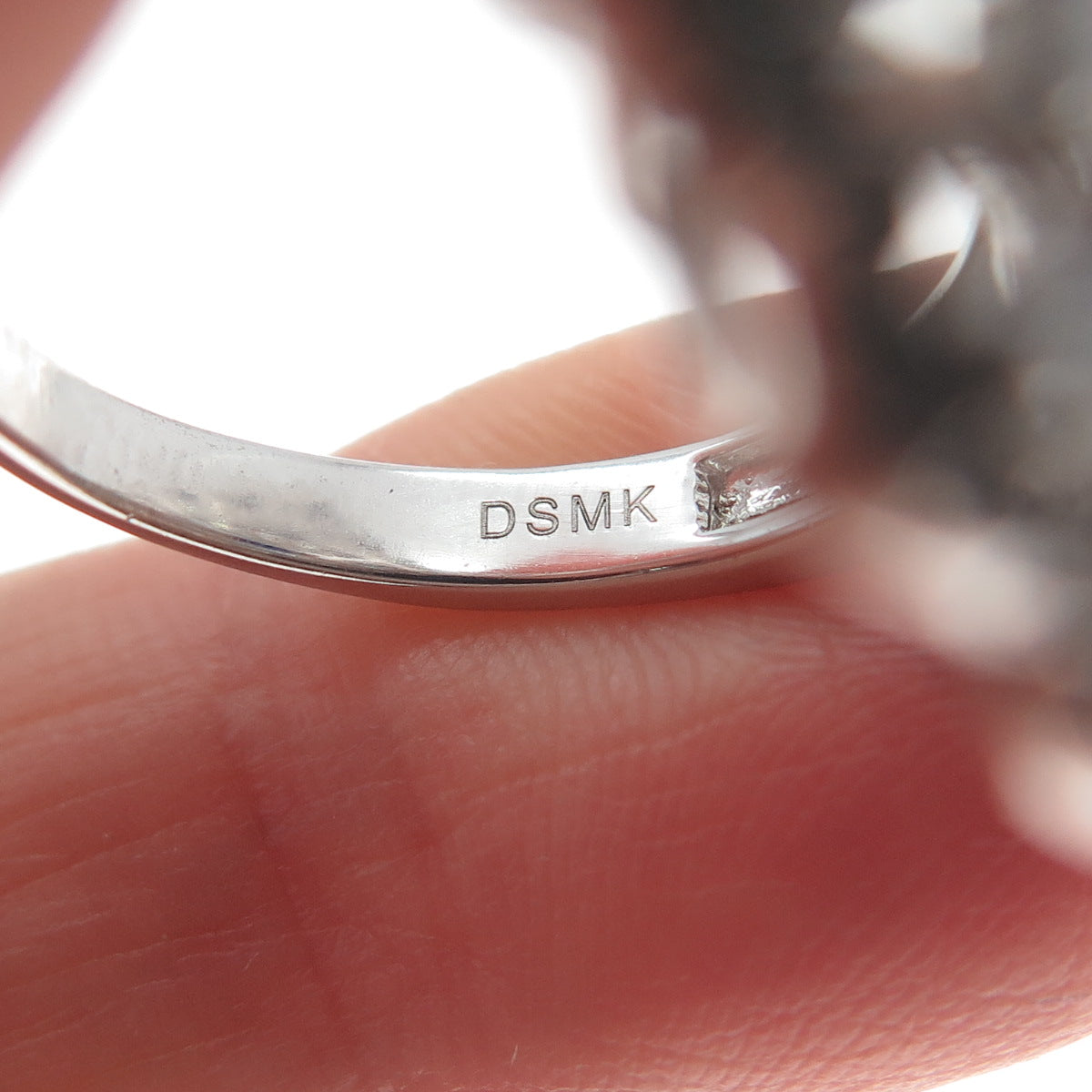 DSMK 925 Sterling Silver White & Blue Multi-C Z Cluster Statement Ring Size 7.25