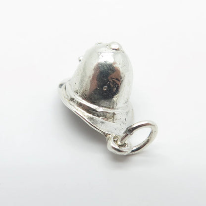 925 Sterling Silver Vintage Hat w/ Flower 3D Charm Pendant