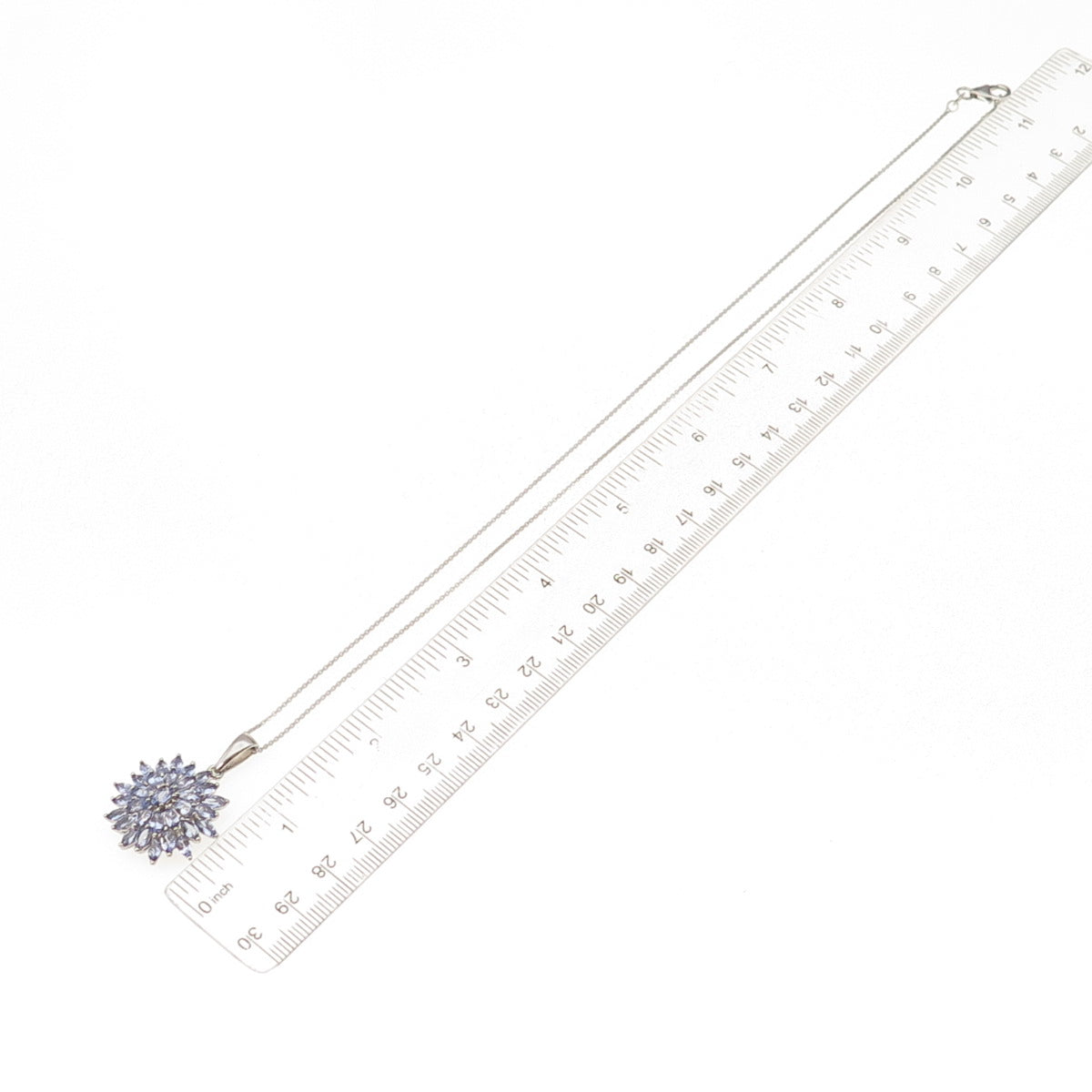 D'Joy 925 Sterling Silver Real Tanzanite Floral Cable Chain Necklace 20"