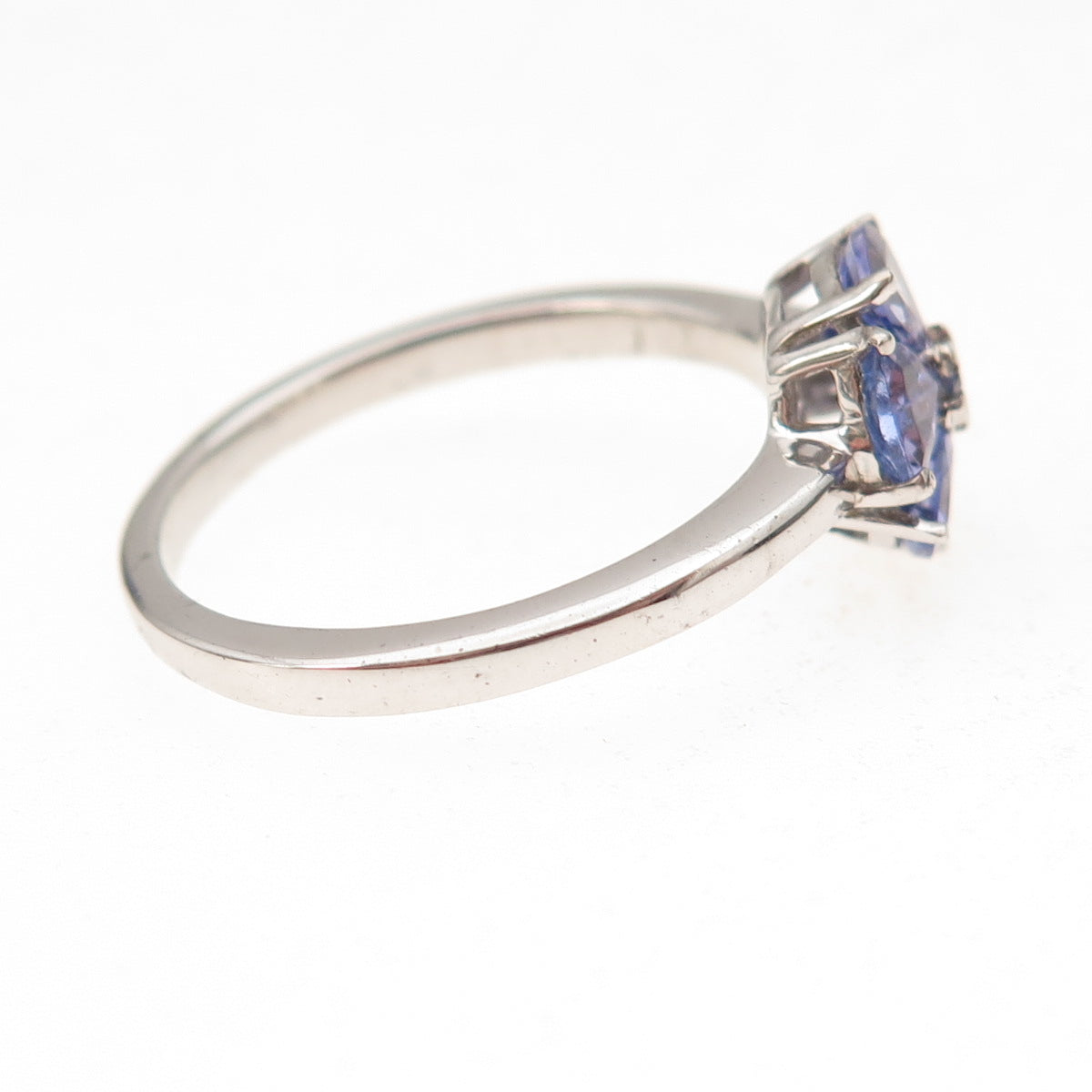 D'Joy 925 Sterling Silver Real Tanzanite Floral Ring Size 8