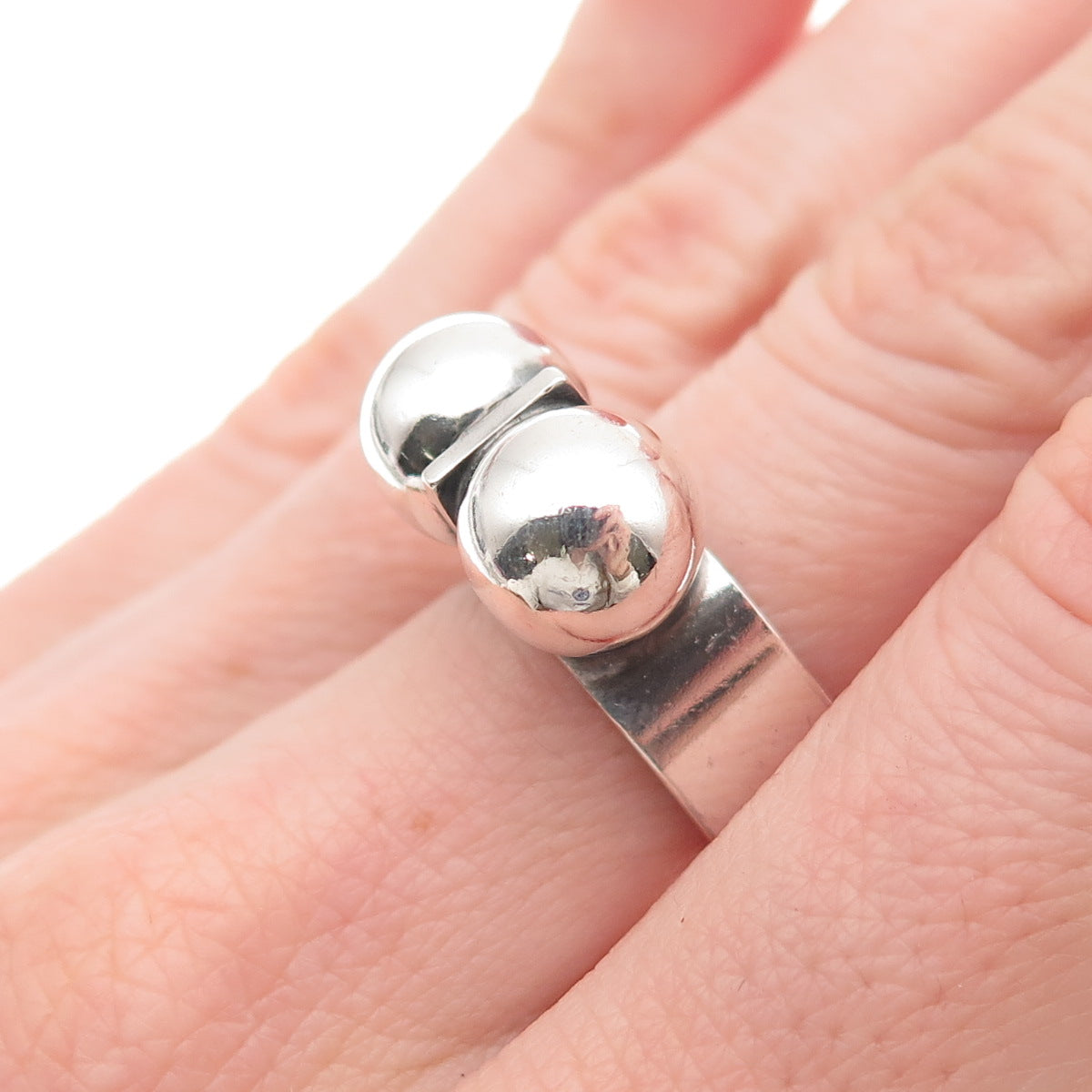 Kupittaan Kulta 925S Sterling Silver Vintage Finland Modernist Ball Ring Size 7