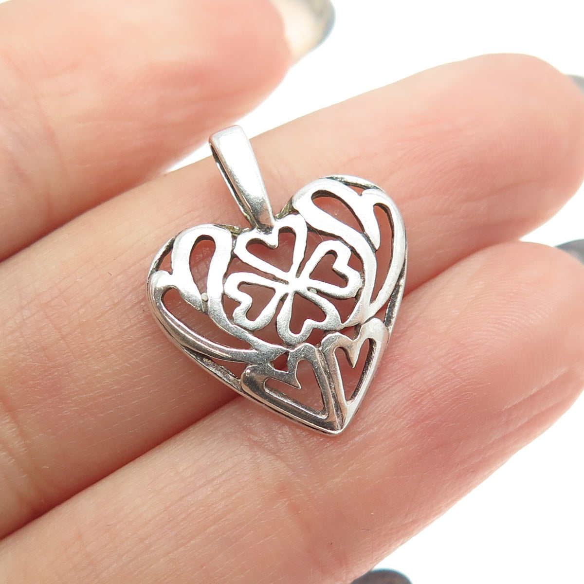 925 Sterling Silver Vintage Ornate Heart Pendant