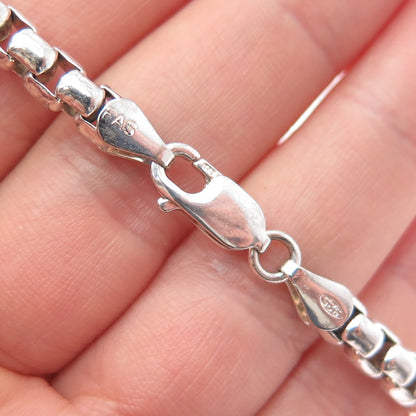 925 Sterling Silver Vintage Italy Round Box Link Bracelet 7.5"