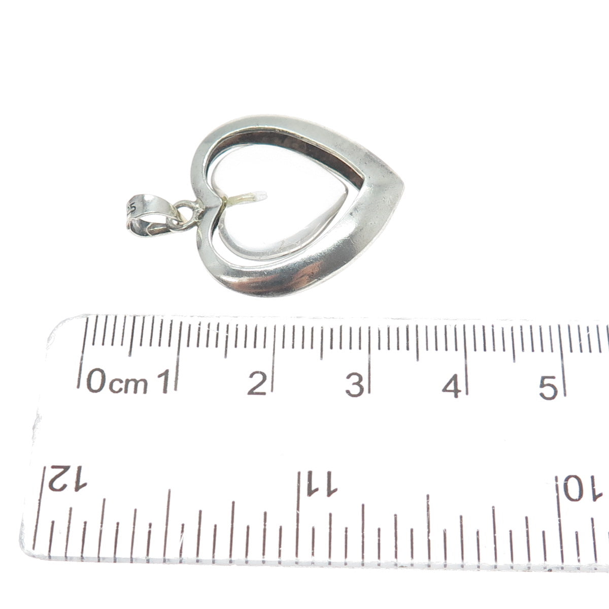 925 Sterling Silver Vintage Glass Heart Charm Pendant