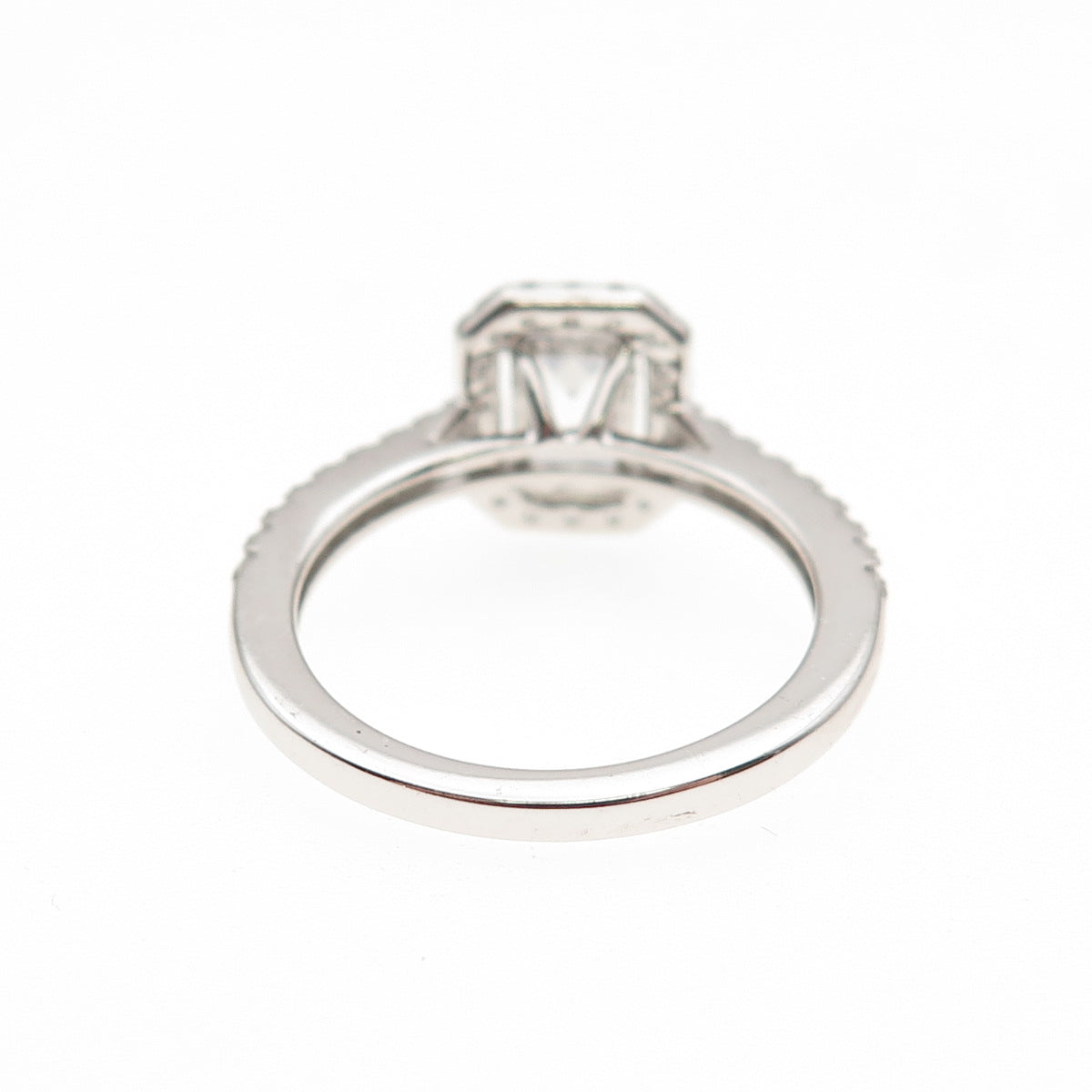 925 Sterling Silver Emerald & Round-Cut C Z Engagement Ring Size 7.25
