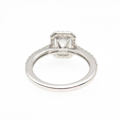 925 Sterling Silver Emerald & Round-Cut C Z Engagement Ring Size 7.25